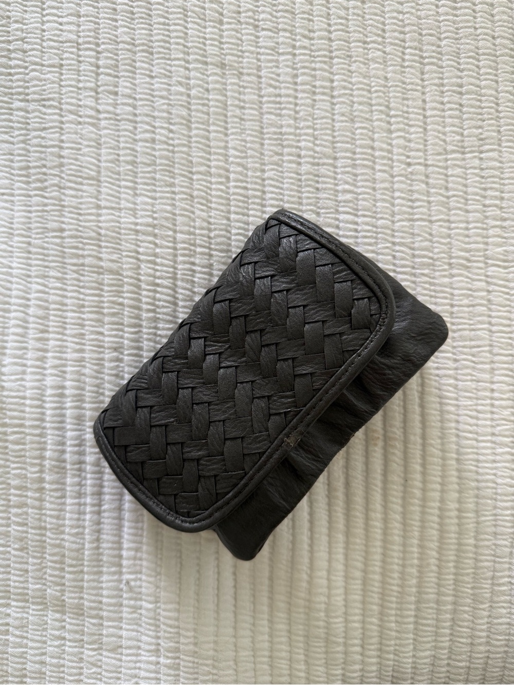 Deux Lux Black Woven Mini Crossbody Bag